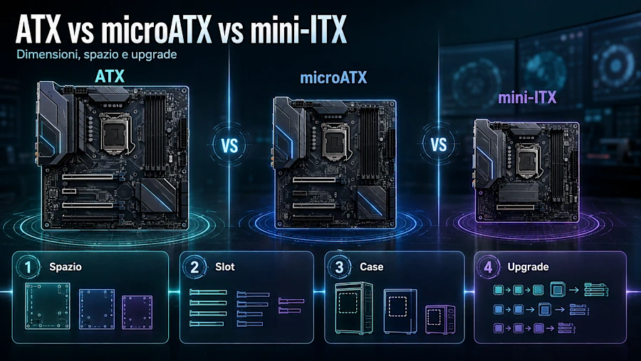 ATX vs microATX vs mini-ITX: differenze e quale scegliere