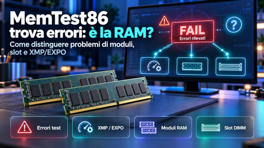 MemTest86 trova errori: come individuare la causa tra RAM, slot e XMP/EXPO