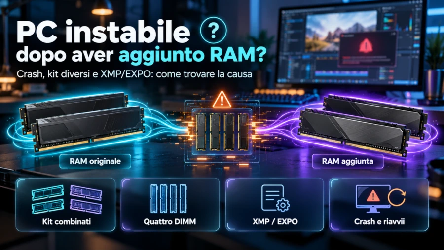 PC instabile dopo aver aggiunto RAM? Cause e controlli