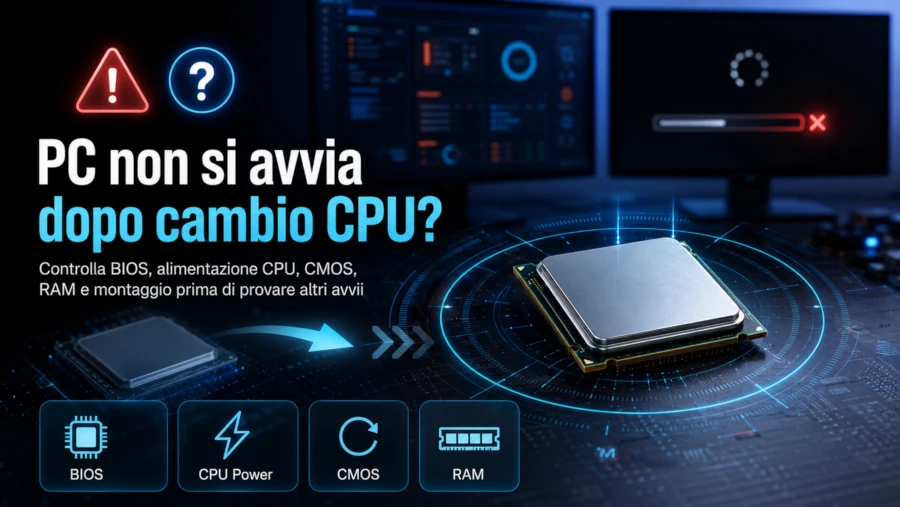 PC non si avvia dopo cambio CPU: cosa controllare