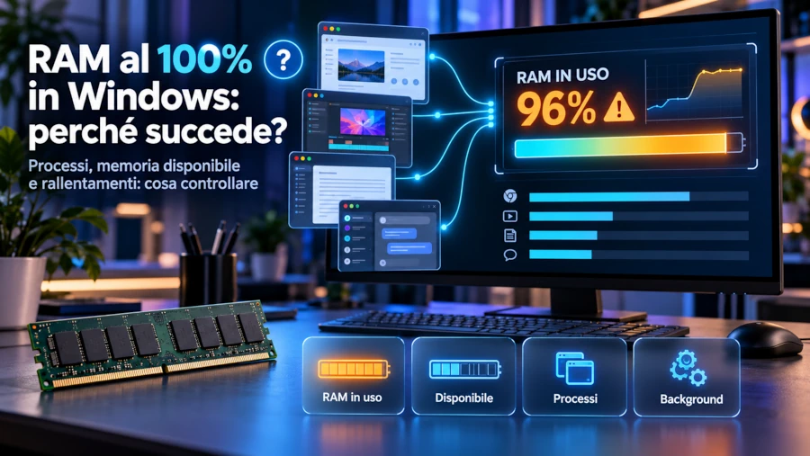 RAM al 100% in Windows? Cause e cosa fare