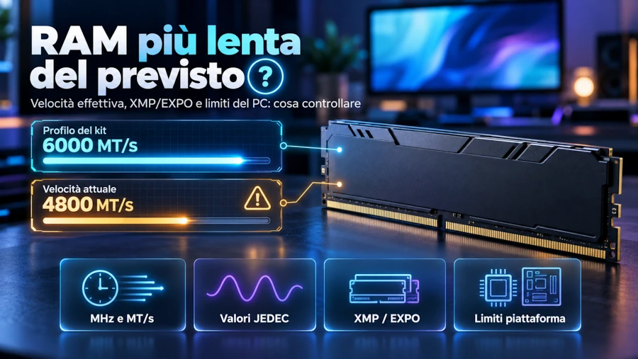 RAM a frequenza più bassa del previsto? Cause e controlli