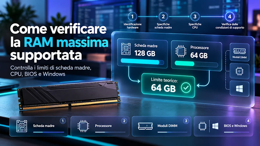 Come verificare la RAM massima supportata dal PC