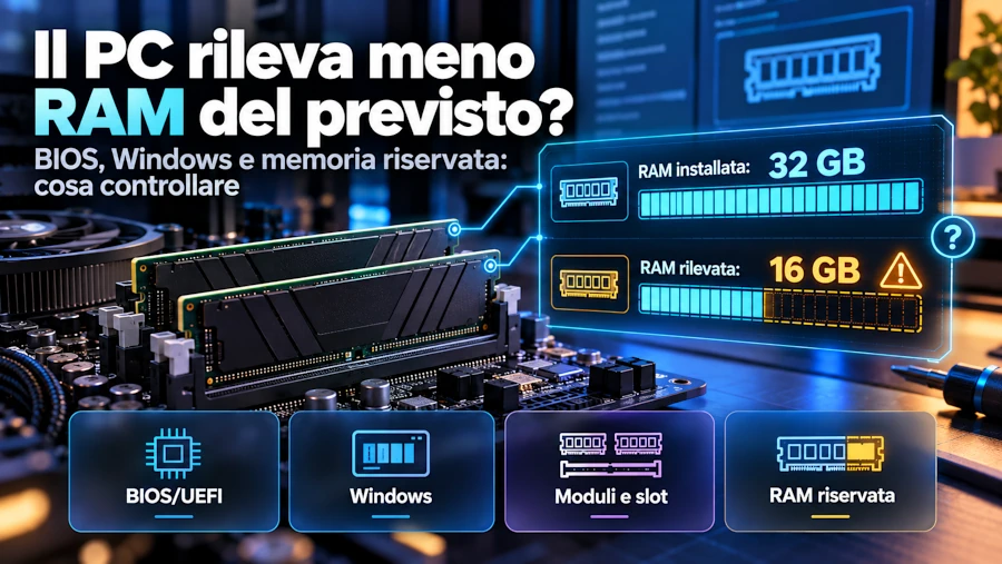 RAM non rilevata o capacità errata: cosa controllare