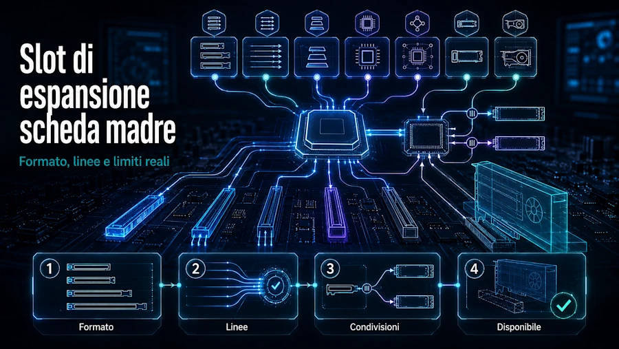 Slot di espansione scheda madre: tipi, linee e limiti