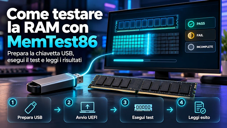 Come testare la RAM con MemTest86 e leggere il risultato