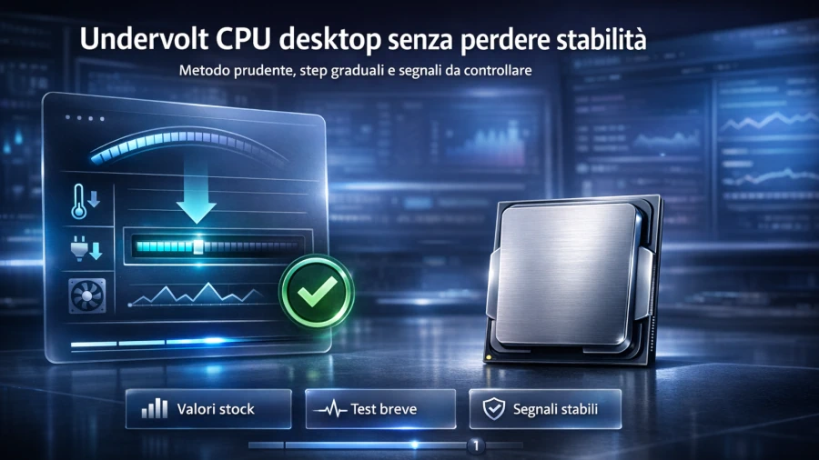 Undervolt della CPU desktop: metodo prudente e segnali da controllare
