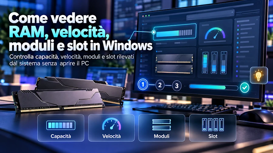 Come vedere RAM, velocità, moduli e slot in Windows